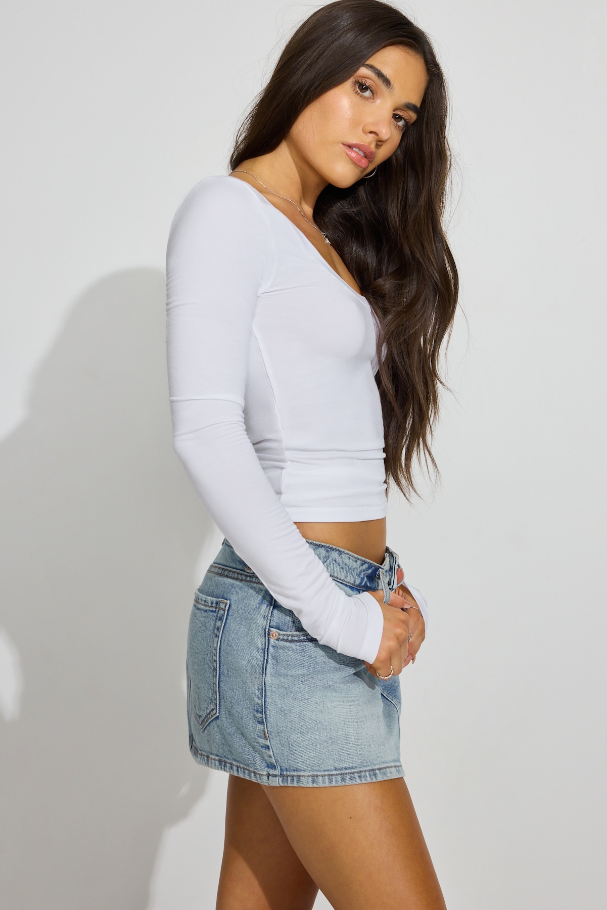 Denim Micro Skort - Image 4