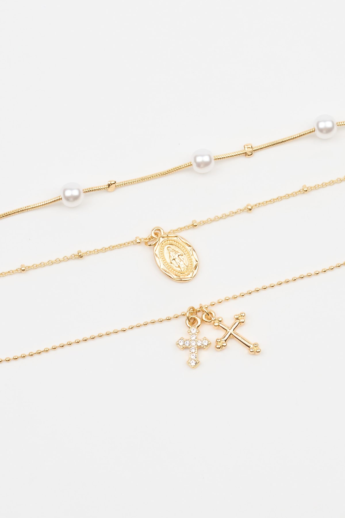 Alternative view of Set of 3 Pearl, Cross, and Pendant Necklaces