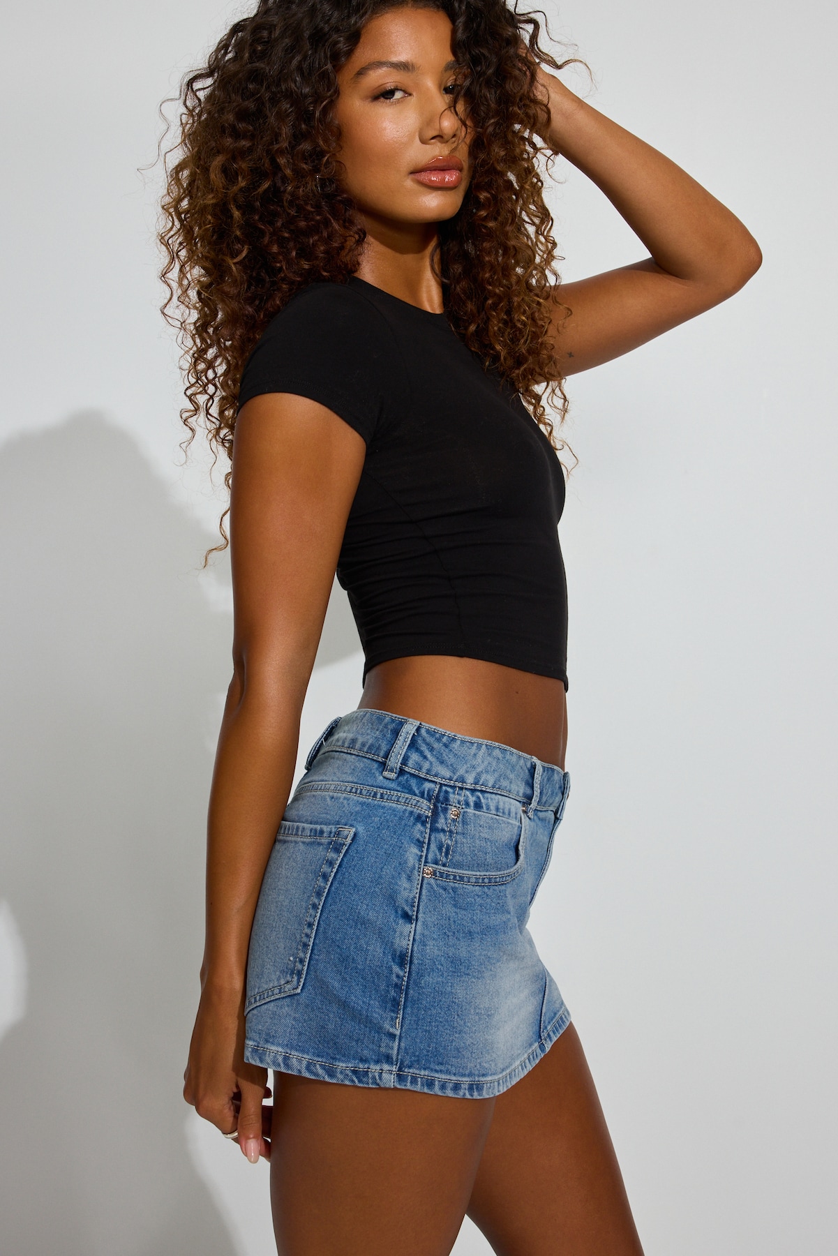 Denim Micro Skort - Image 2