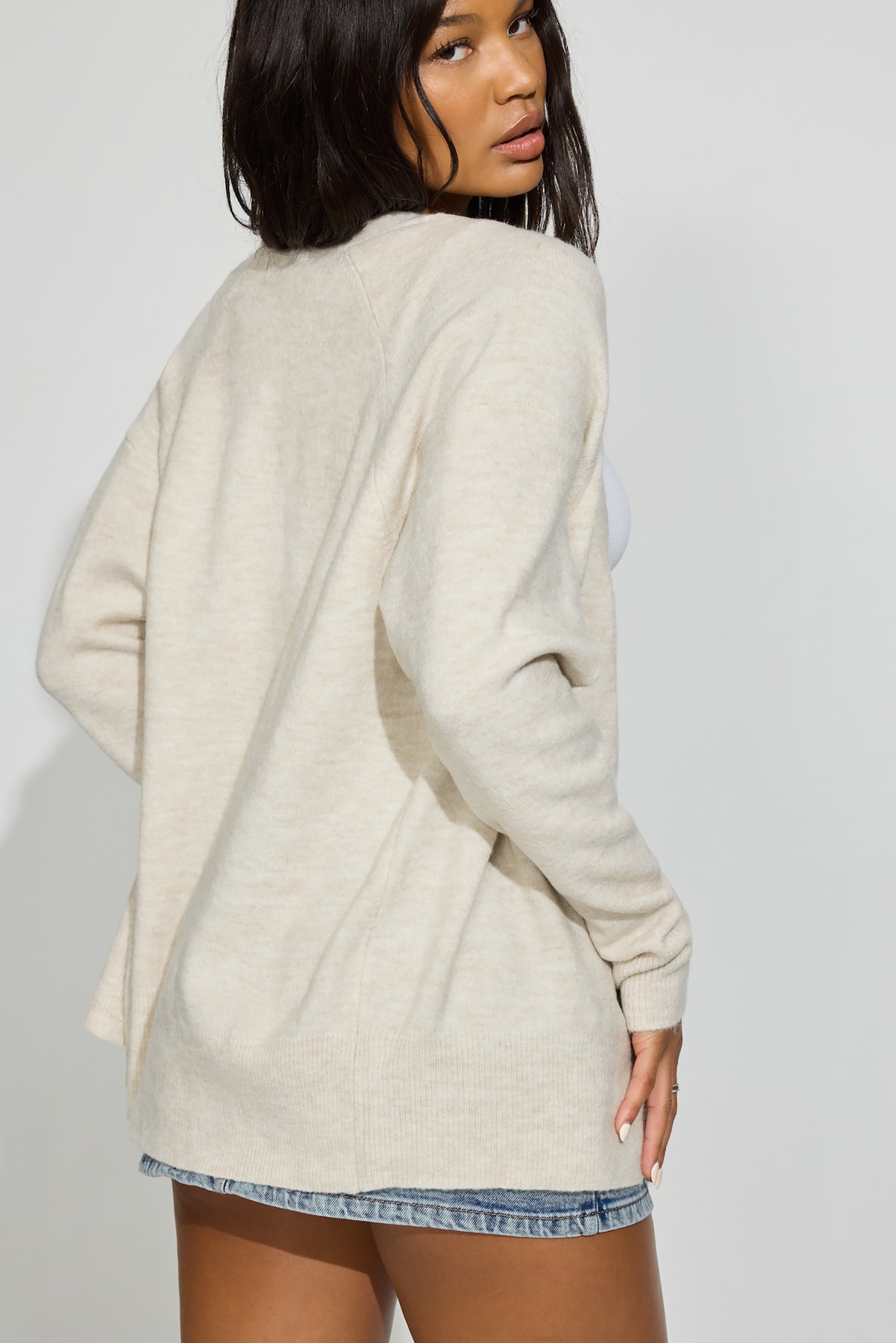 Long Sleeve Spongy Oversized Cardigan - Image 3