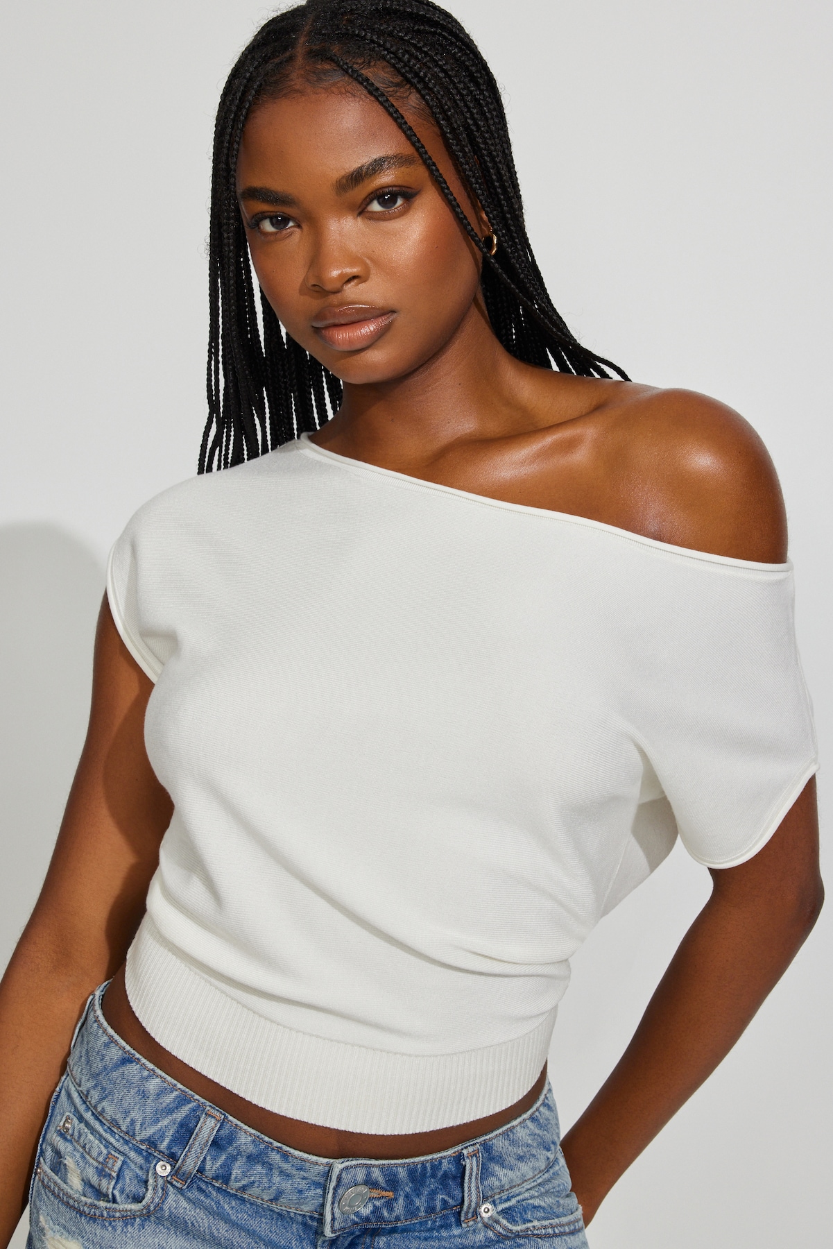 Romi Asymmetric Cinched Waist Sweater