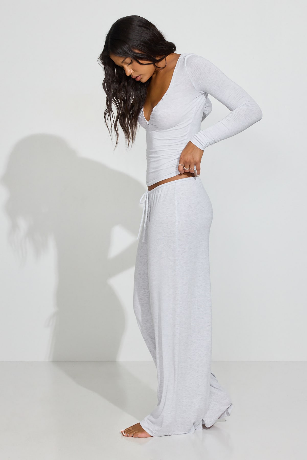 Sheer Ribbed Slouchy Pants - Image 2
