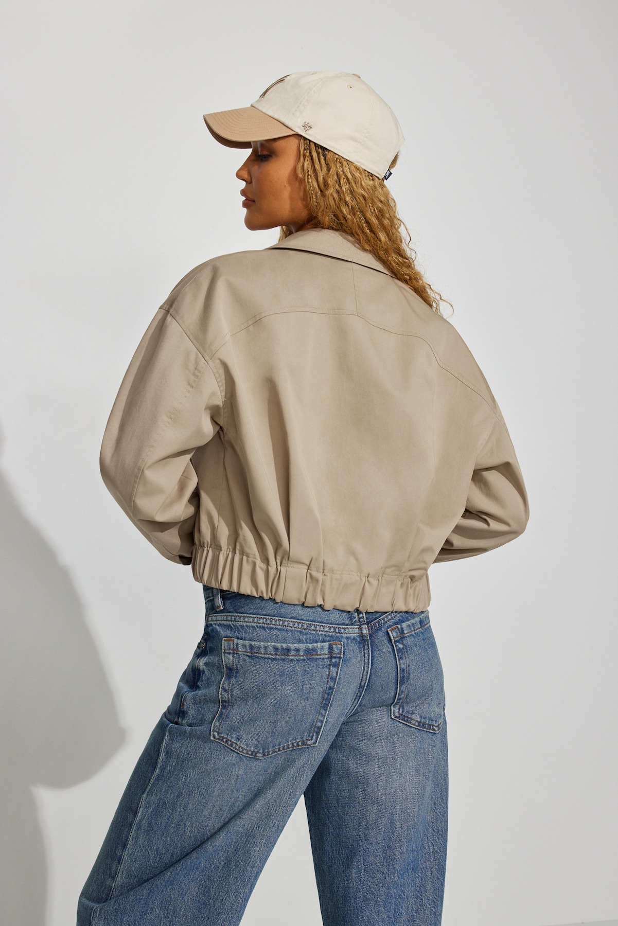 Crop Twill Bomber Jacket - Image 3