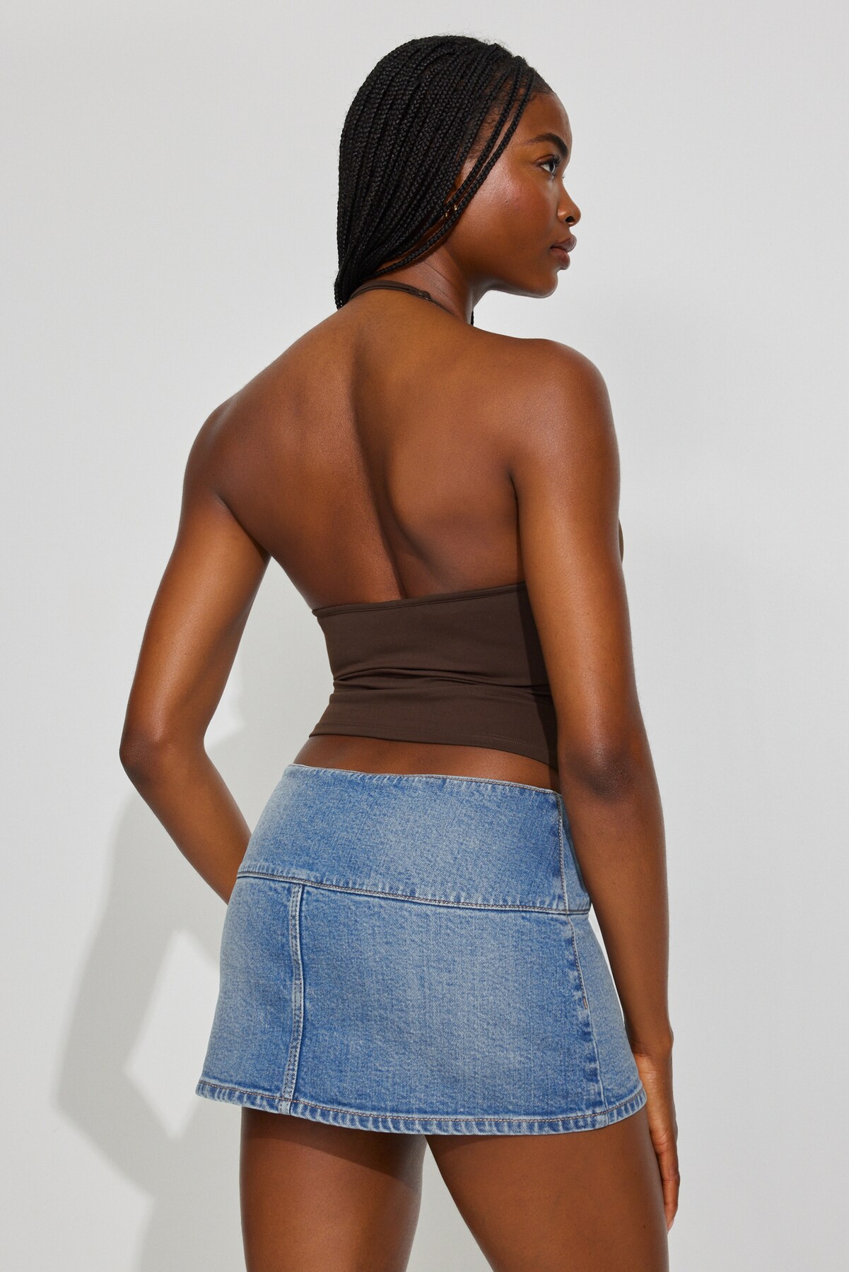 Low Rise Bodycon Denim Skort - Image 3