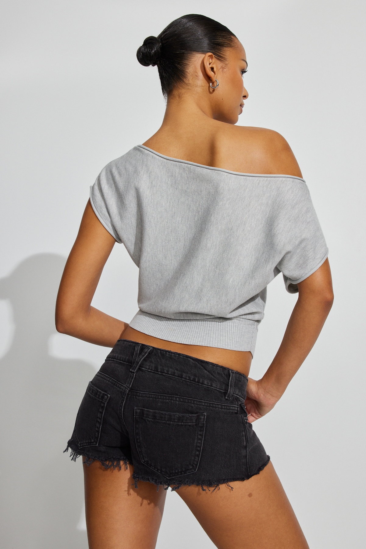 Ultra Low Rise Relaxed Denim Shorts - Image 3