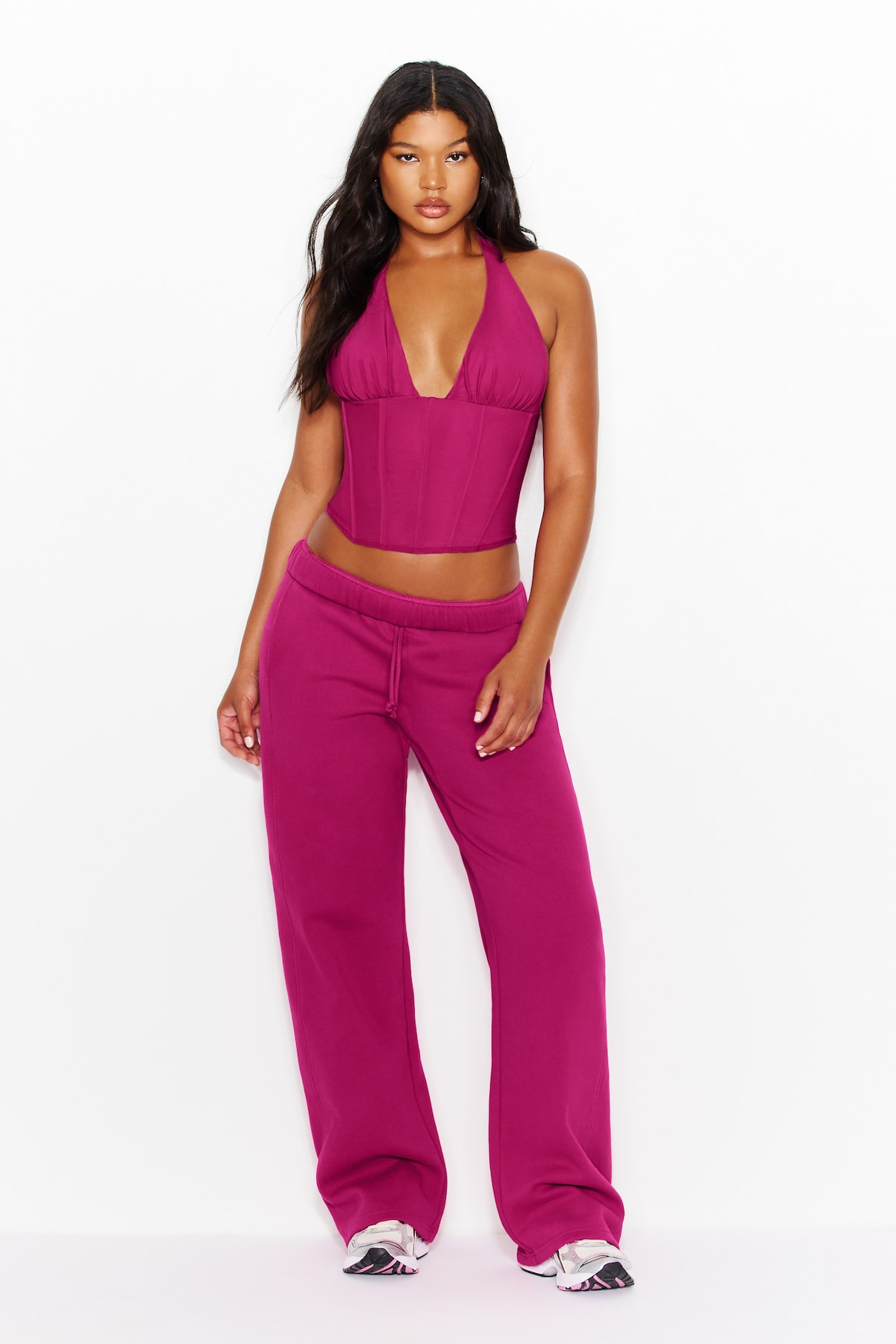 Plunge Halter Mesh Corset Top - Image 4