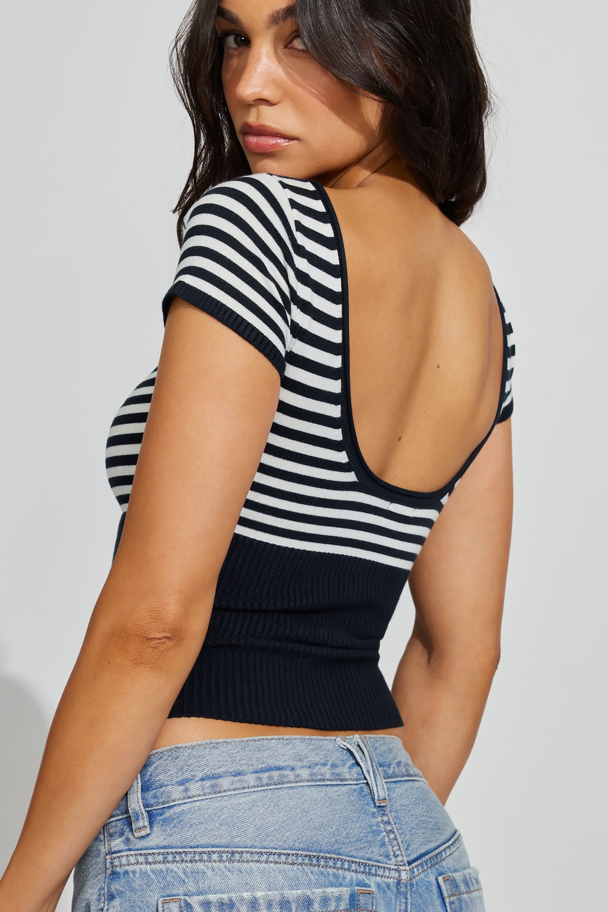 Short Sleeve Boat Neck Top - Image 3