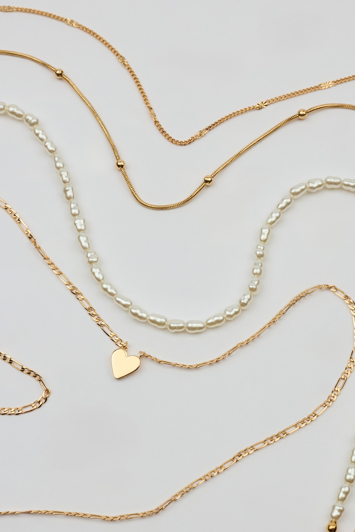 Alternative view of Set of 4 Heart & Pearls Necklaces
