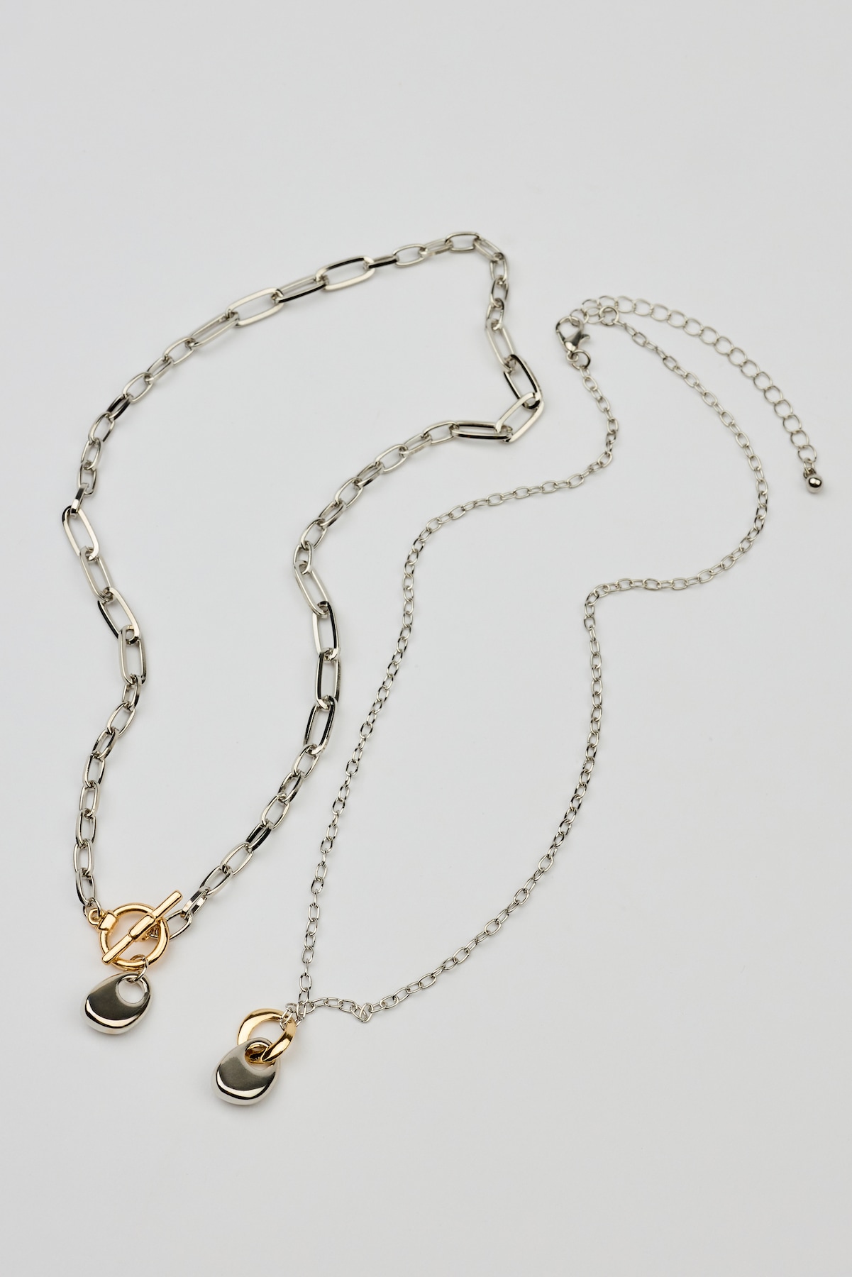 Set of 2 Mini Hammered Oval Necklaces - Image 2