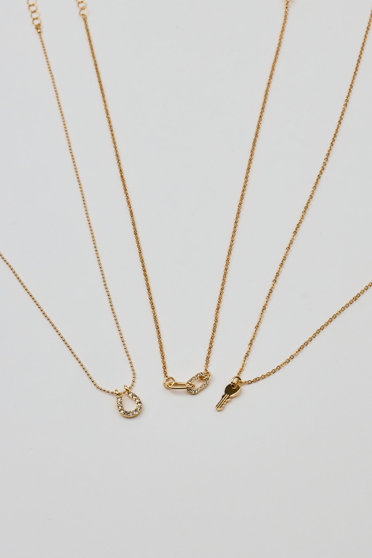 Alternative view of Set of 3 Key, Shoehorn & Link Necklaces