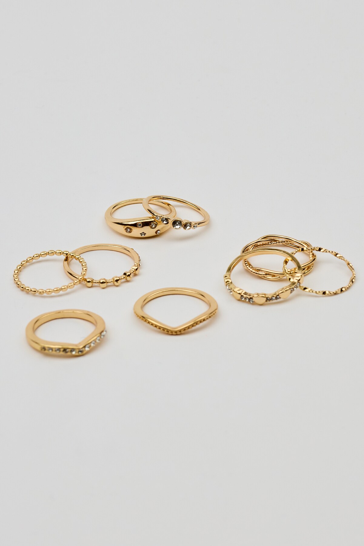 Set of 9 Gemmed & Textured Rings - Image 2