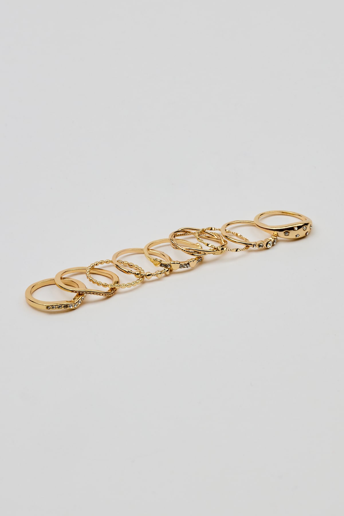 Set of 9 Gemmed & Textured Rings - Image 3