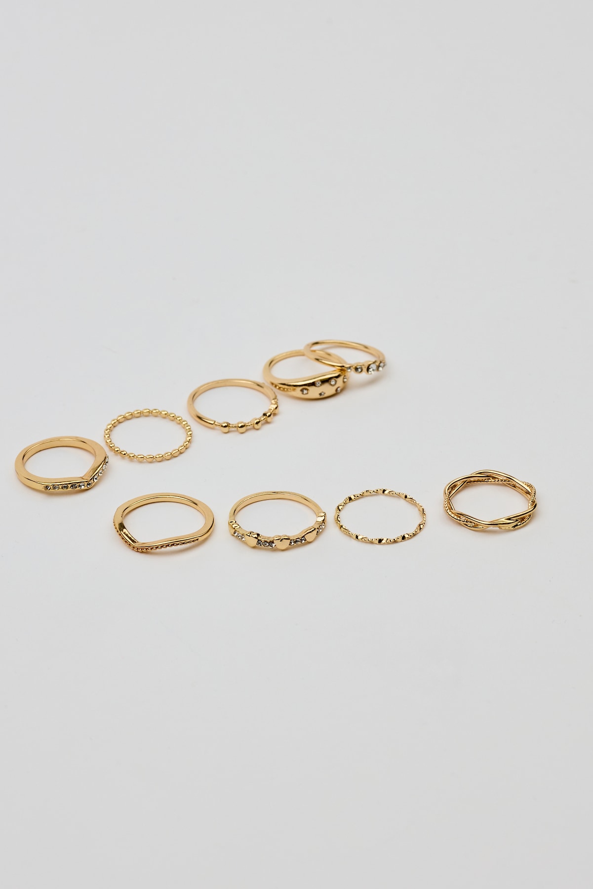 Set of 9 Gemmed & Textured Rings - Image 4