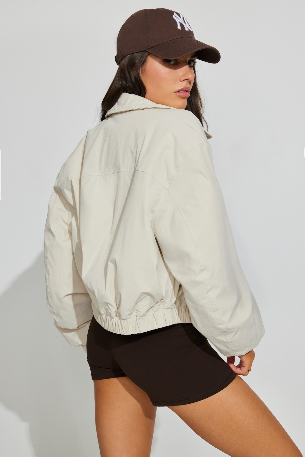 Cropped Nylon Bomber Jacket - Image 4