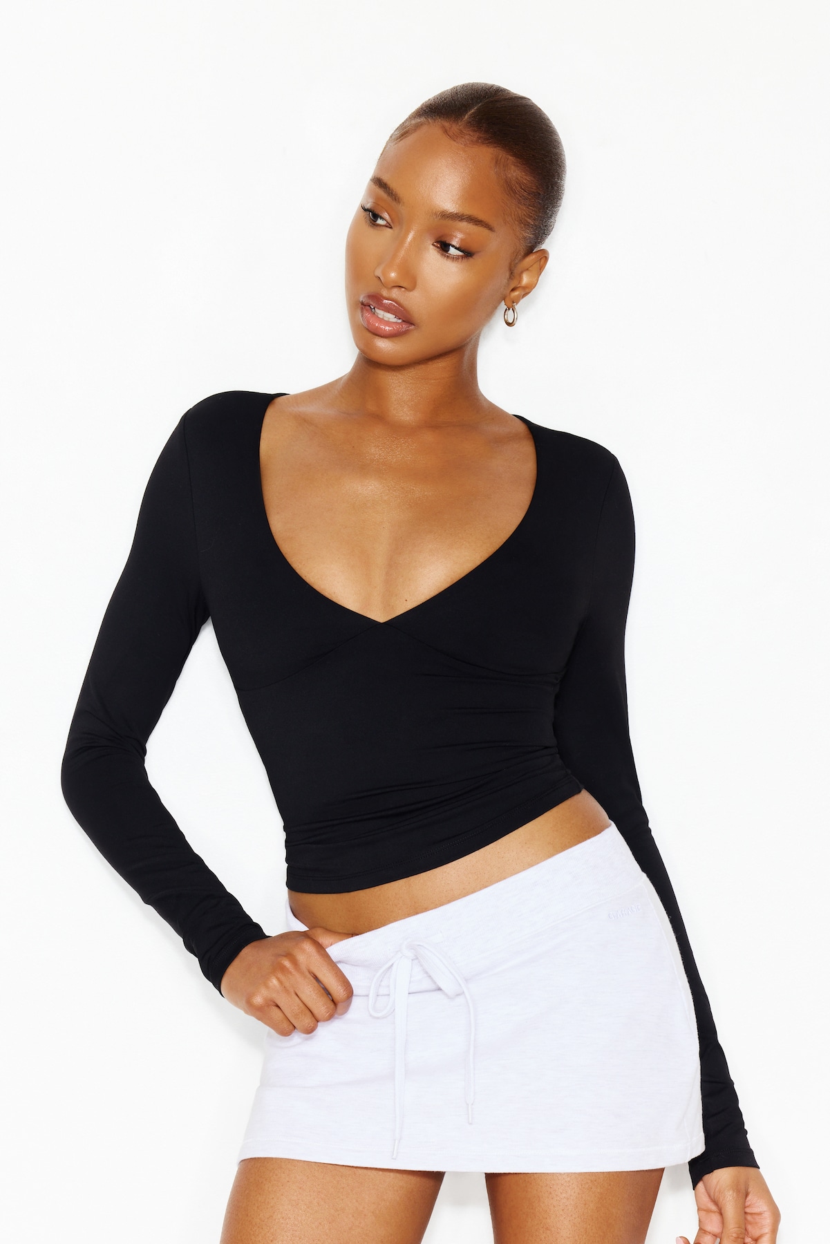 Sleek Plunge Longsleeve Top